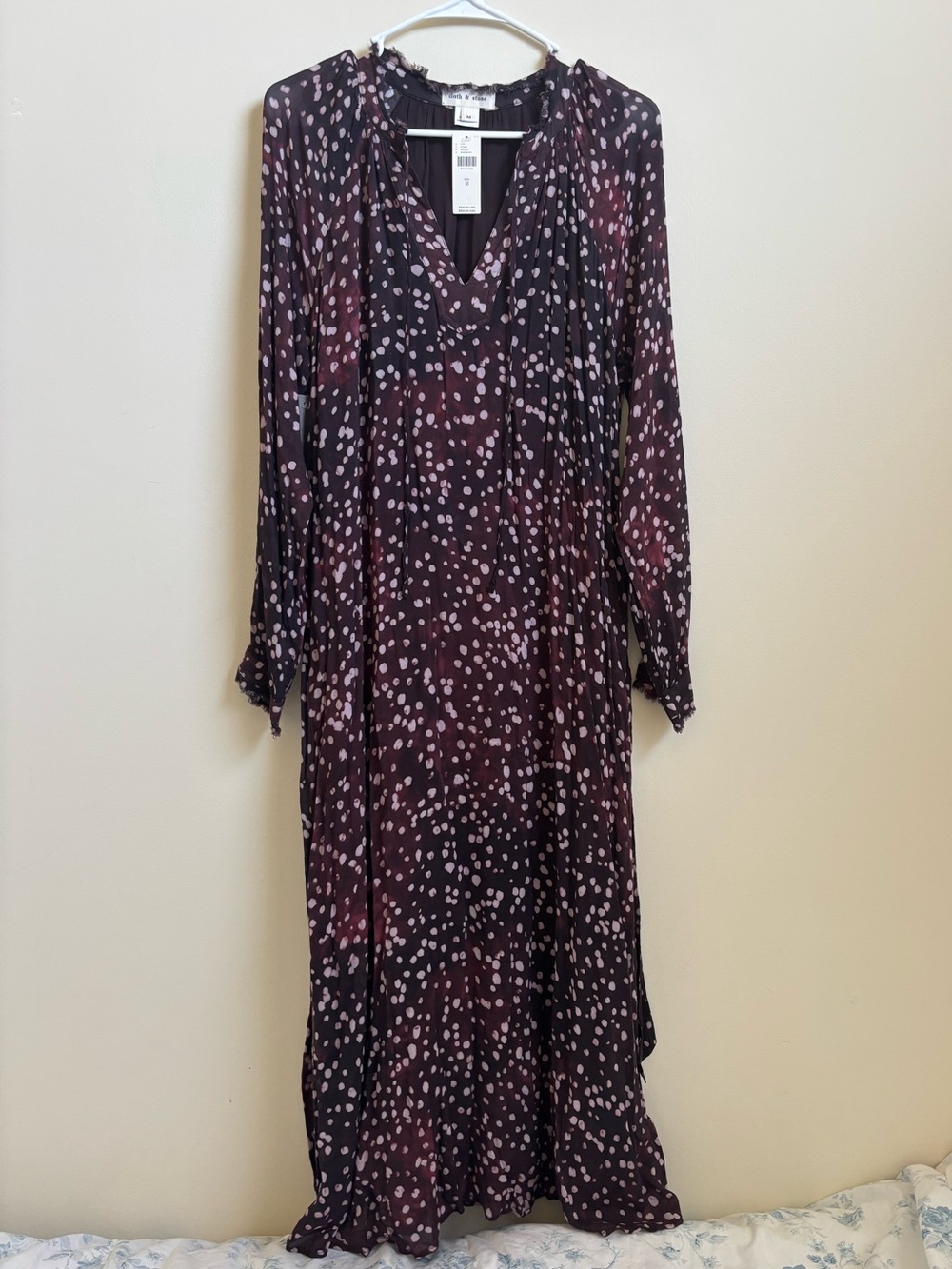 cloth & stone Plum Polka Dot Long Sleeve Dress